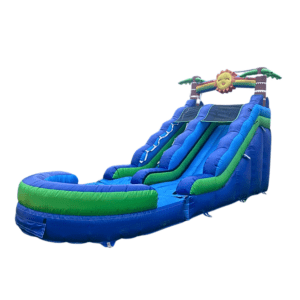 a blue and green Sunny Side inflatable water slide in Bellmore